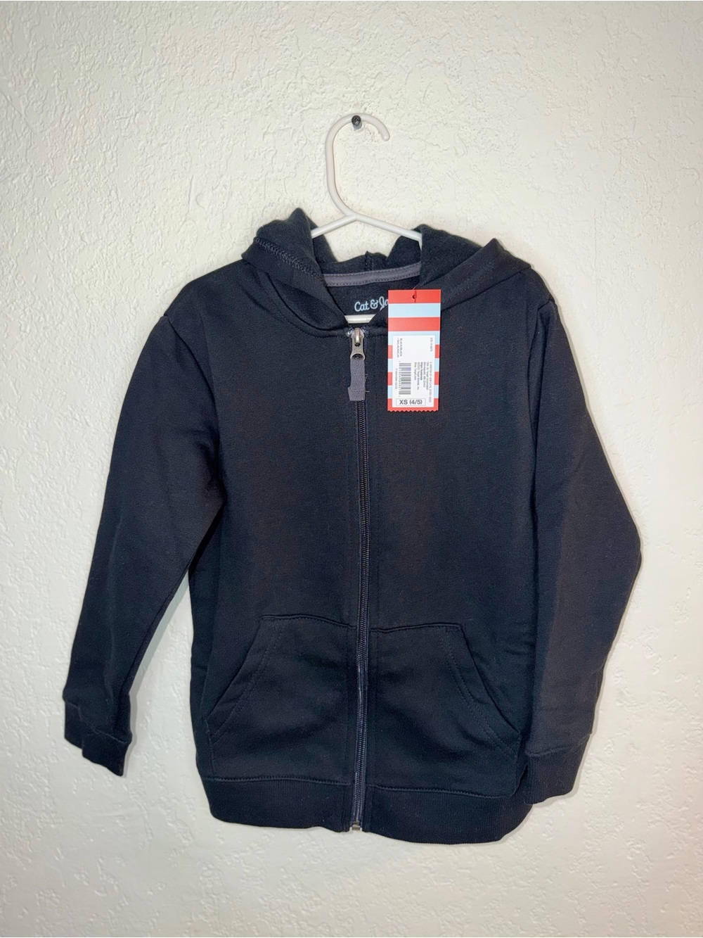 Cat & Jack Boys 4/5T Black Zip Hoodie NWT
